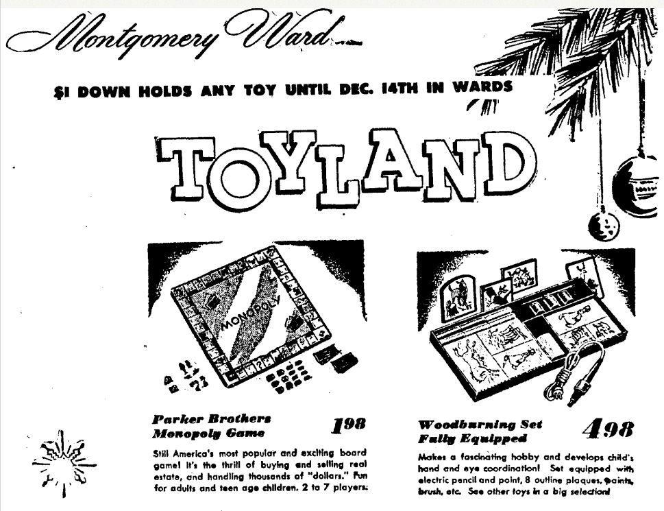 Wisconsin State Journal toy ads: 1950s